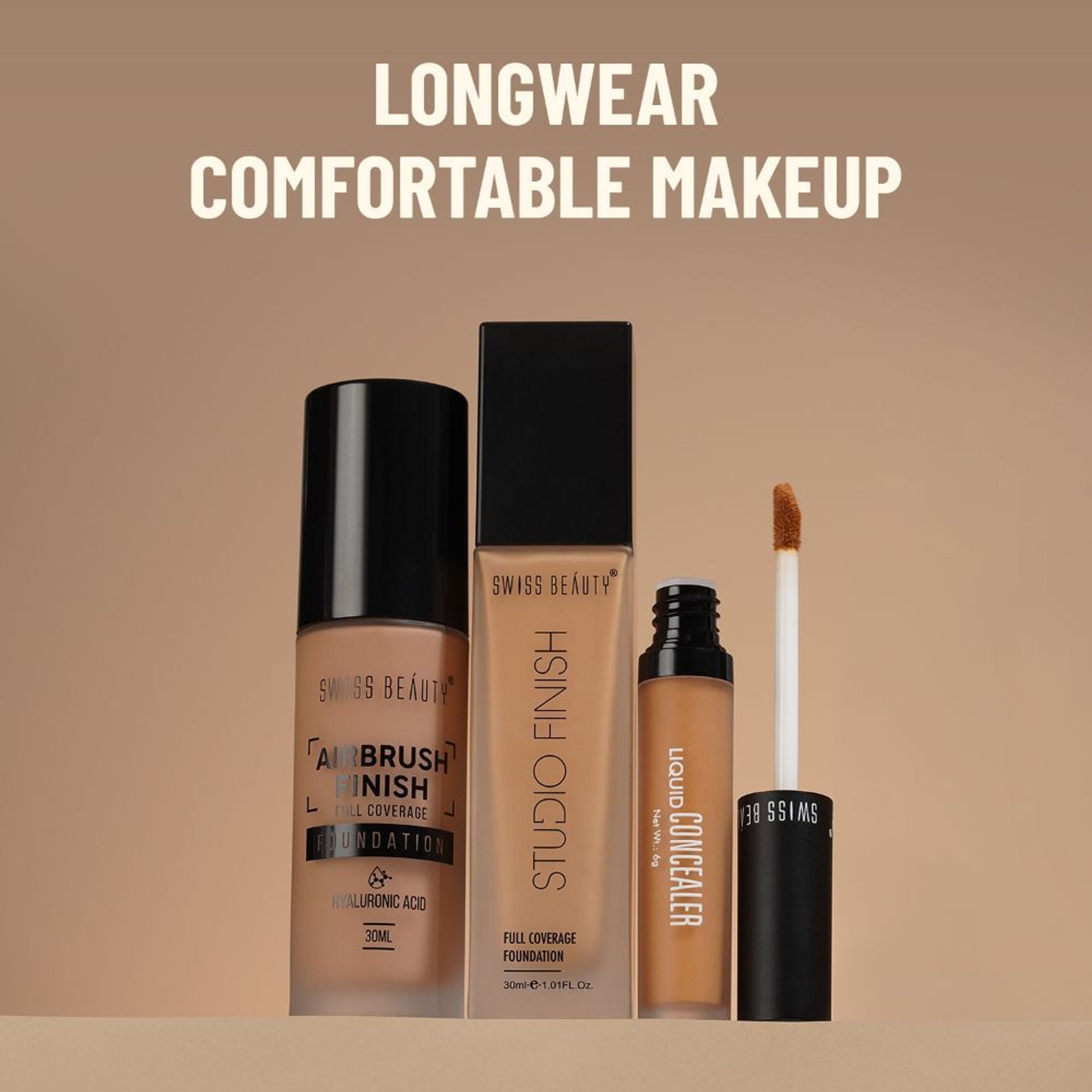Swiss Beauty Airbrush Finish Full Coverage Foundation - 4 Golden Beige - Distacart