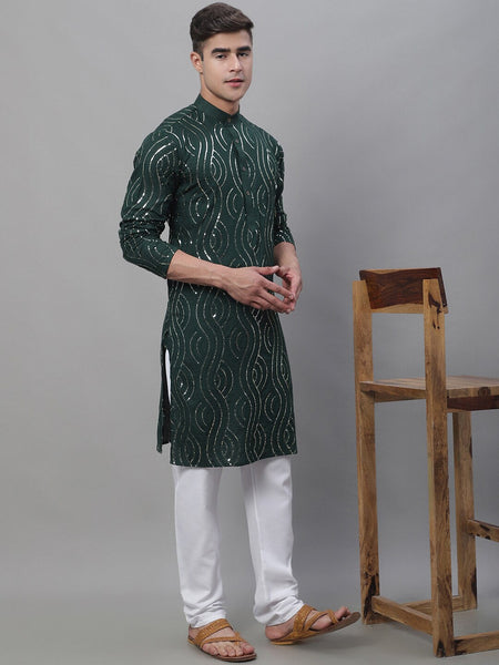 Sojanya Band Collar Sequined Pure Cotton Kurta