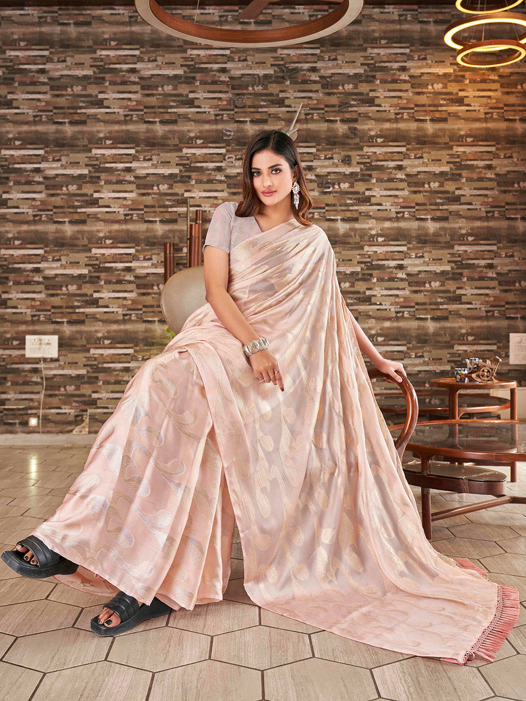 Tikhi Imli Woven Design Satin Jacquard Ready to Wear Saree - Distacart