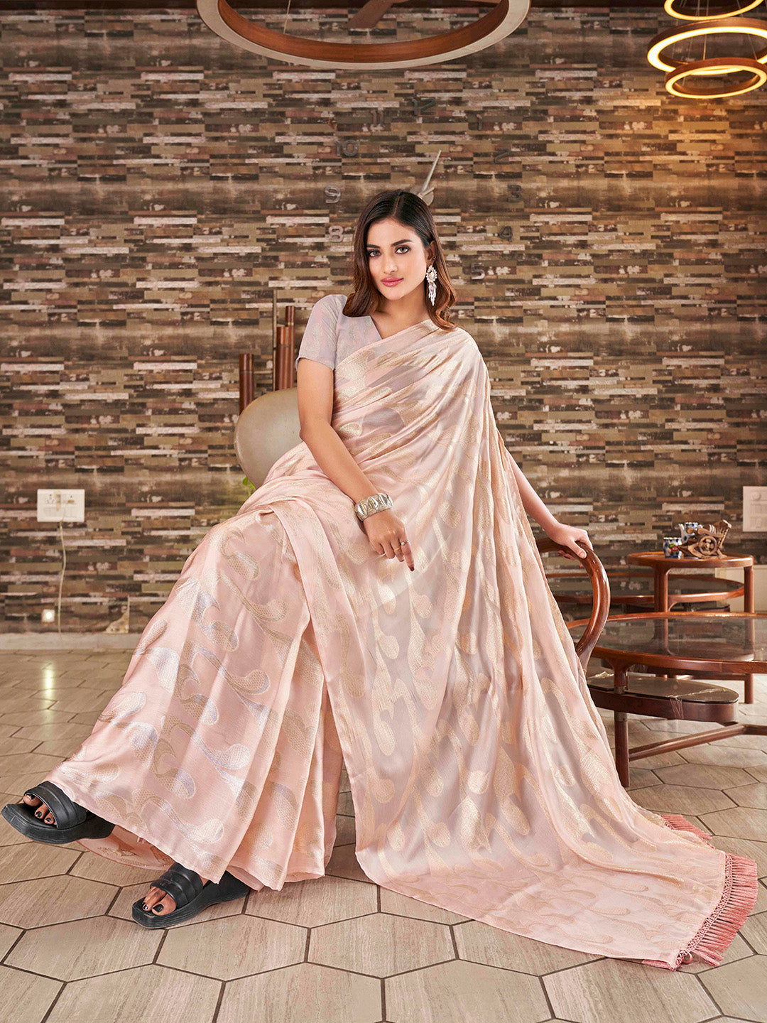 Tikhi Imli Woven Design Satin Jacquard Ready to Wear Saree - Distacart