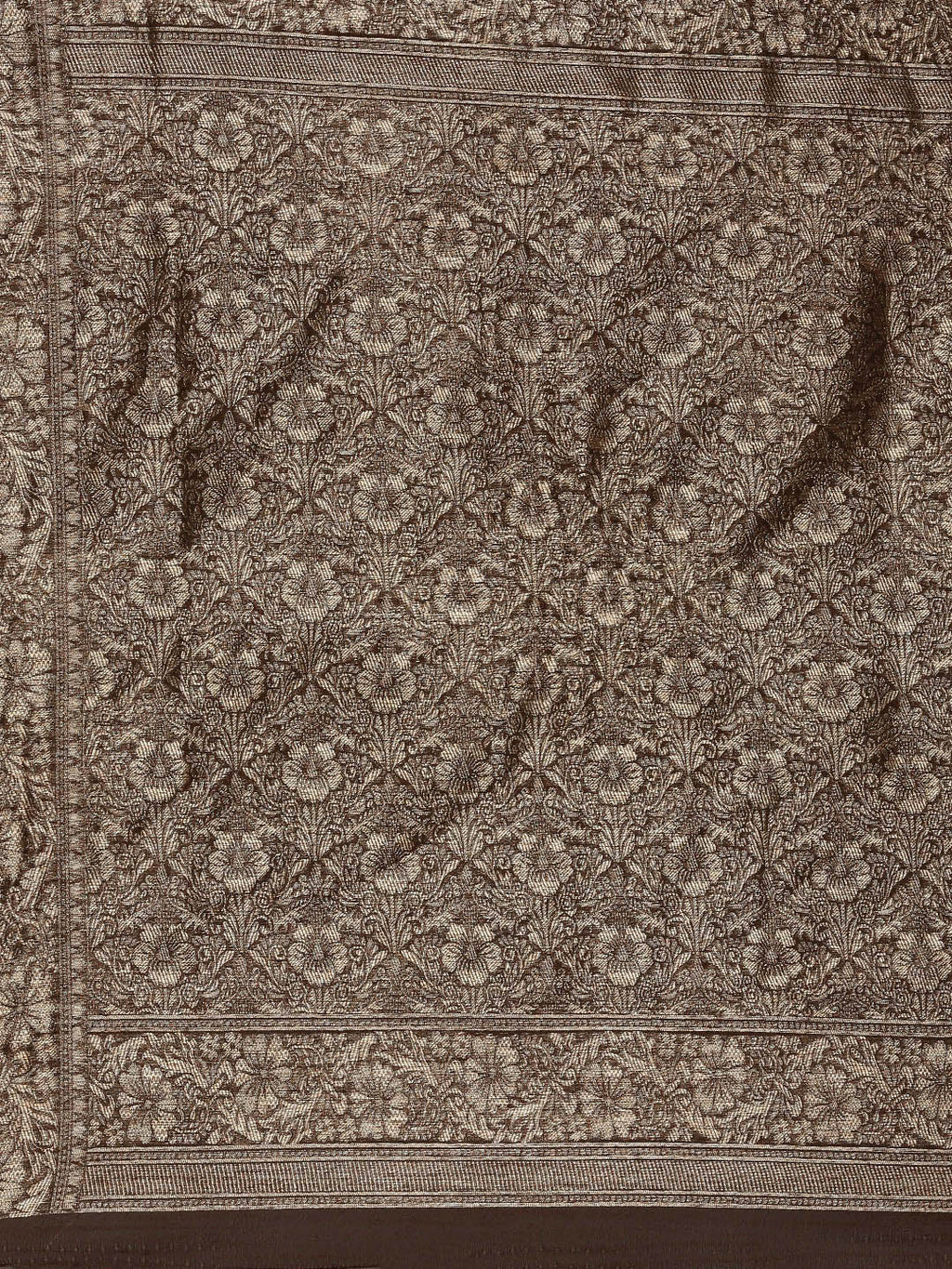 Saree Mall Brown Floral Linen Blend Banarasi Saree - Distacart