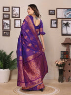 Joban Fashion Banarasi Purple Woven Soft Silk Saree - Distacart