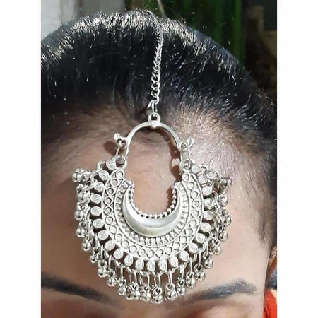 MS Fashion India Oxidized Silver Modern Maang Tikka