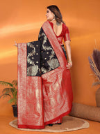Joban Fashion Banarasi Black Woven Soft Silk Saree - Distacart