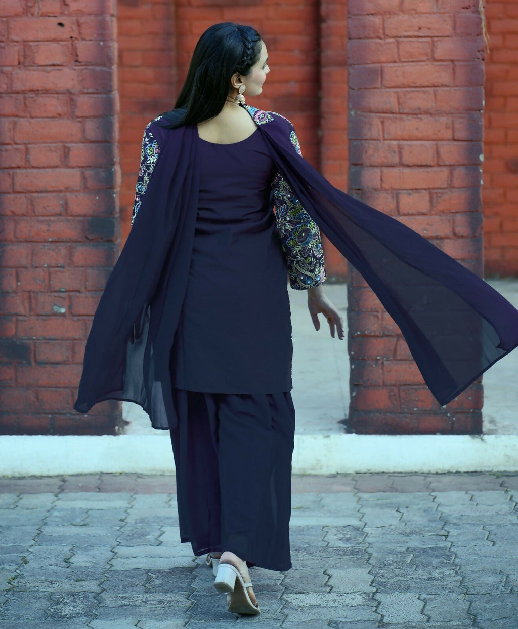 Teeya Creation Blue Color Tapeta Silk Embroidery Work Party Wear Palazzo Set - Distacart