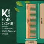 KINDED Handmade Oil Treated Wooden Hair Comb   Neem Wood NW07, Wide Tooth