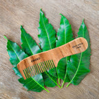 KINDED Handmade Oil Treated Wooden Hair Comb   Neem Wood NW60, Regular Tooth Comb with Handle