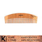KINDED Handmade Oil Treated Wooden Hair Comb   Neem Wood NW83, Regular Tooth