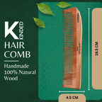 KINDED Handmade Oil Treated Wooden Hair Comb   Neem Wood NW86, Dual Tooth