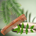 KINDED Handmade Oil Treated Wooden Hair Comb   Neem Wood NW86, Dual Tooth