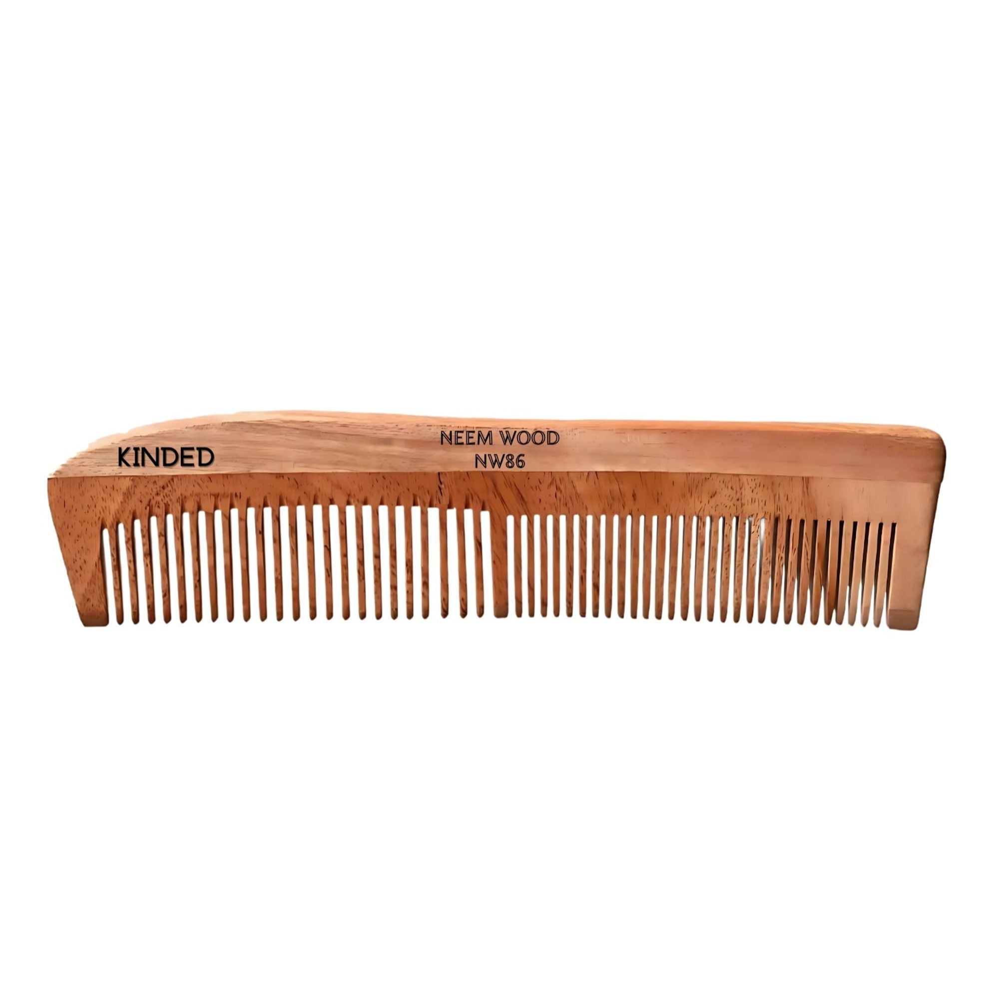 KINDED Handmade Oil Treated Wooden Hair Comb   Neem Wood NW86, Dual Tooth