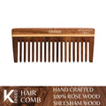 KINDED Handmade Oil Treated Wooden Hair Comb   Sheesham Rose Wood RW105, Wide Tooth