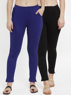 TAG 7 Women Pack Of 2 Solid Straight-Fit Ankle-Length Leggings