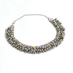 Mominos Fashion Johar Kamal Oxidised Silver-Plated Meena Work Choker Set - Distacart