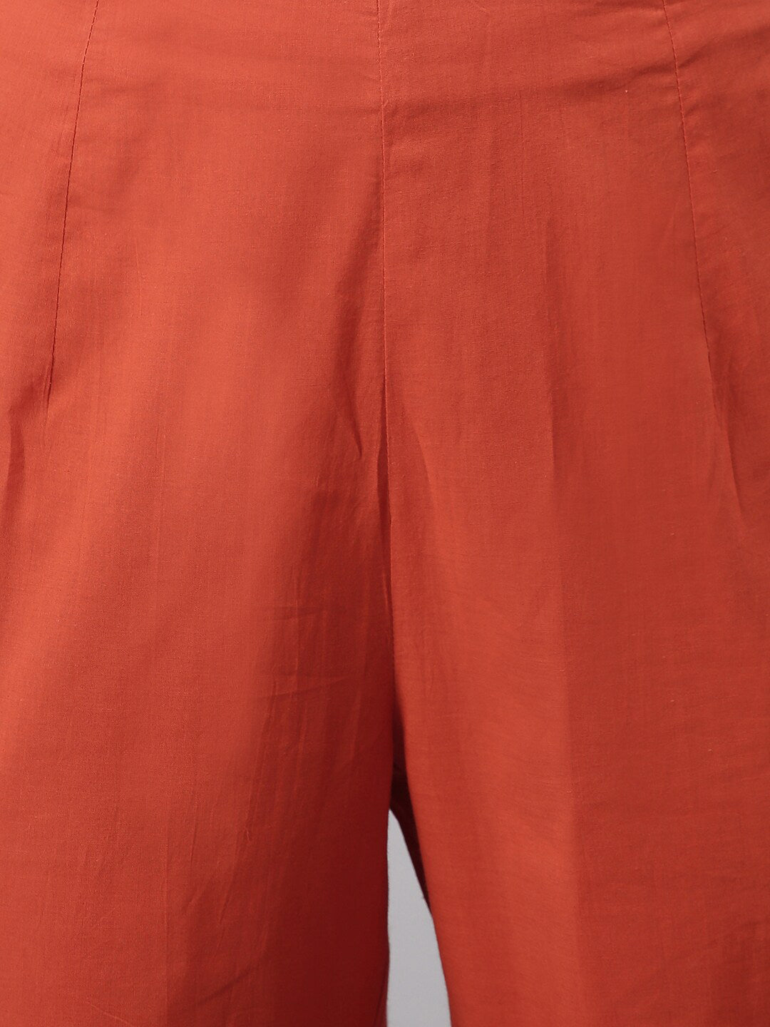 Janasya Orange Angrakha Pure Cotton Kurta with Trousers & Dupatta - Distacart