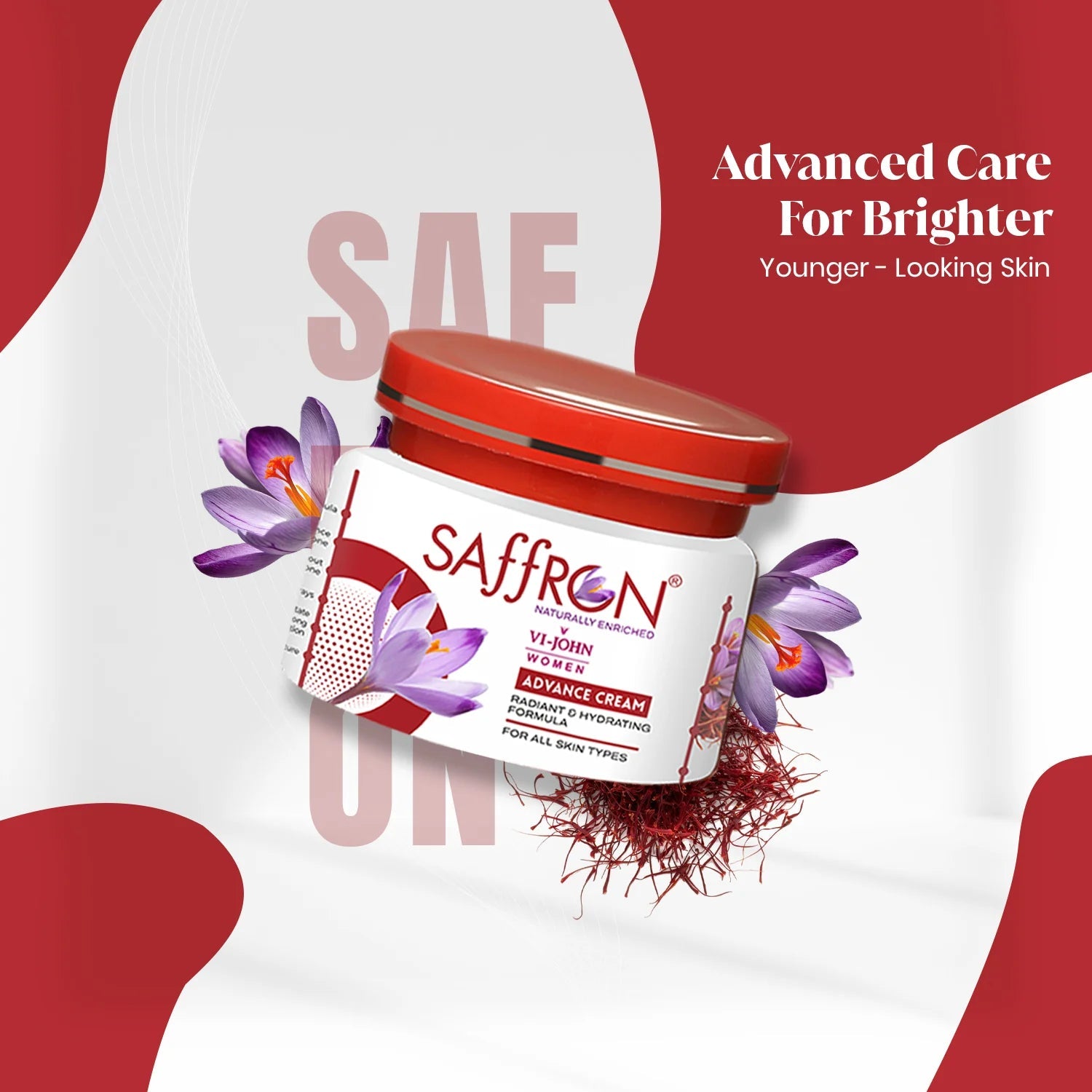 VI-JOHN Women Saffron Advance Skin Fairness Cream with Vitamin E & Mulberry Extracts - Distacart