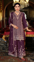 Anaita Maroon Chinon Stitched Suit with Embroidery Coding Sequence Work - Distacart