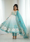 Joban Fashion Aqua Blue Kurta Set Organza Sequin Embroidery Work - Distacart