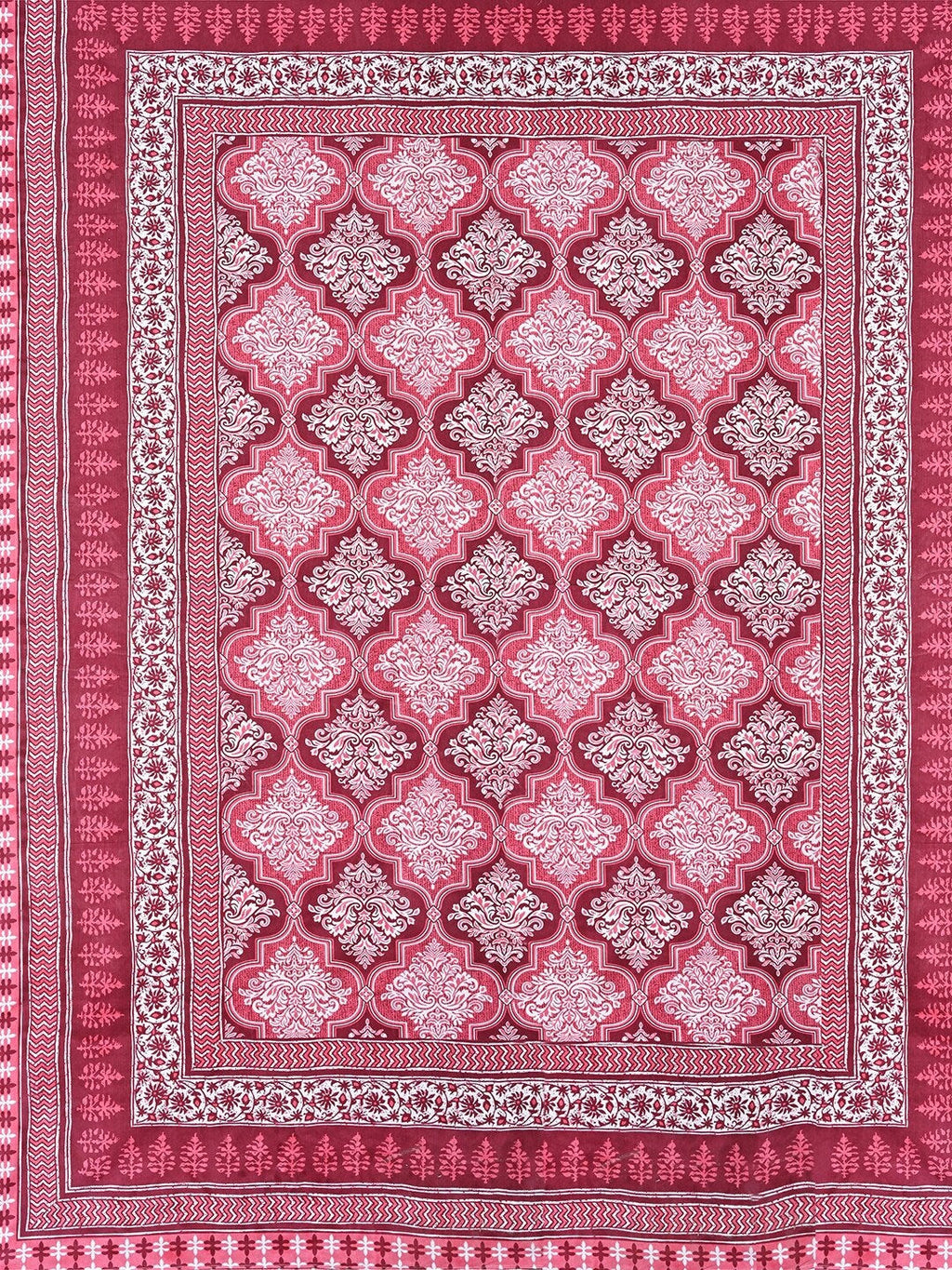 Urban Magic Pink Printed Cotton 104 TC King Bedsheet with 2 Pillow Covers