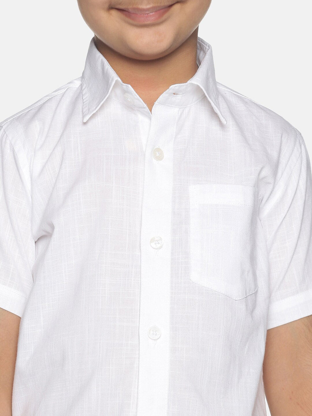 Sethukrishna Boys White & Gold-Toned Shirt with Dhoti