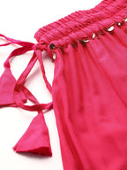 TAG 7 Women Magenta Solid Flared Palazzos