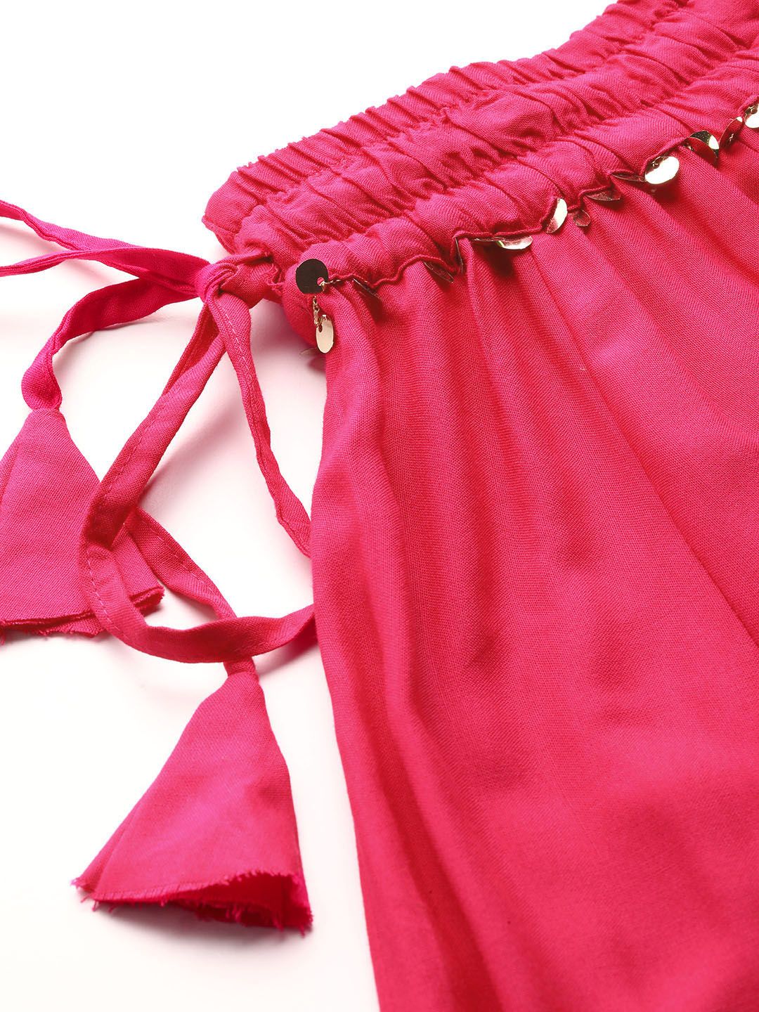 TAG 7 Women Magenta Solid Flared Palazzos