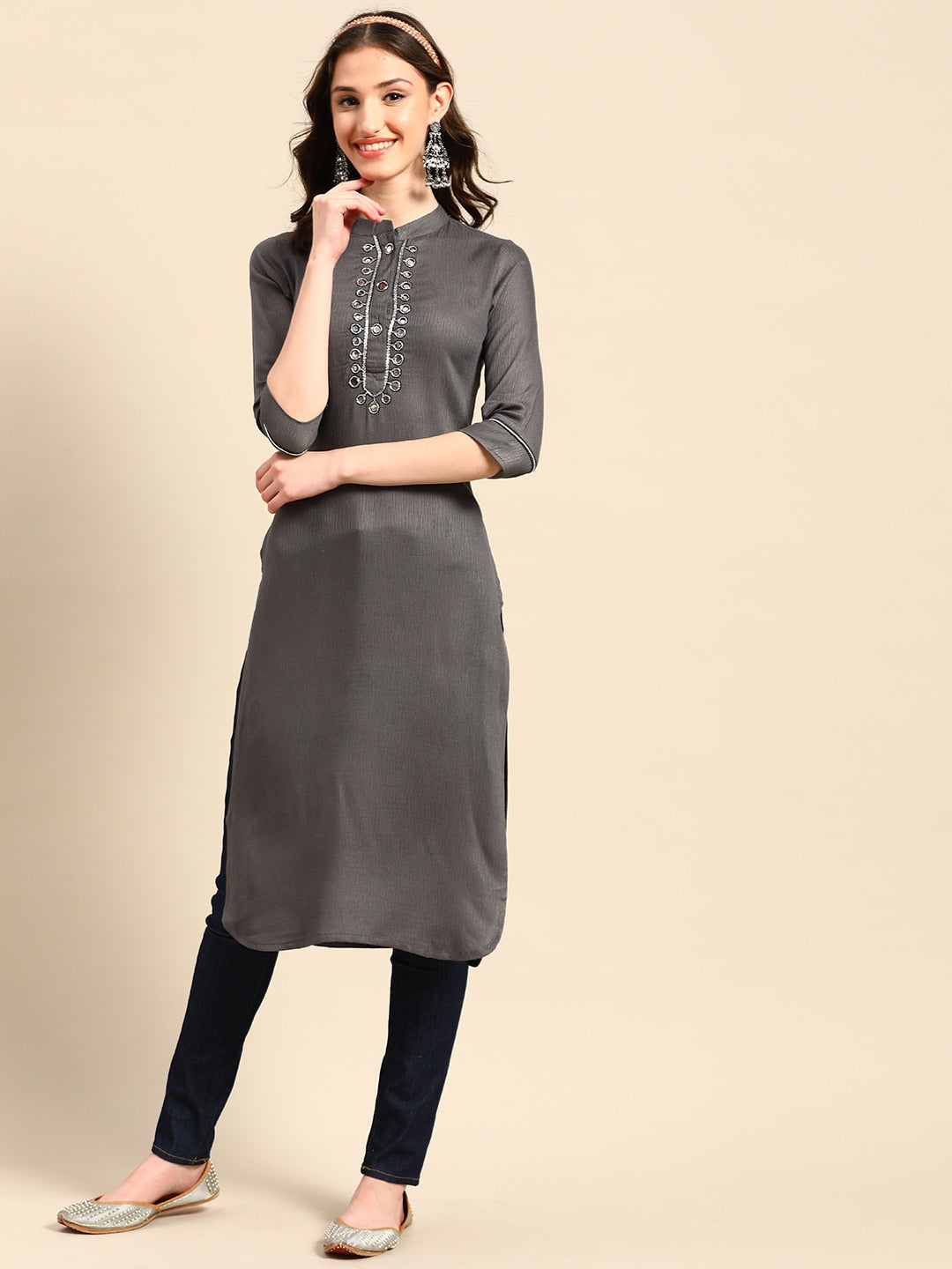 Sangria Yoke Design Mirror Work Kurta