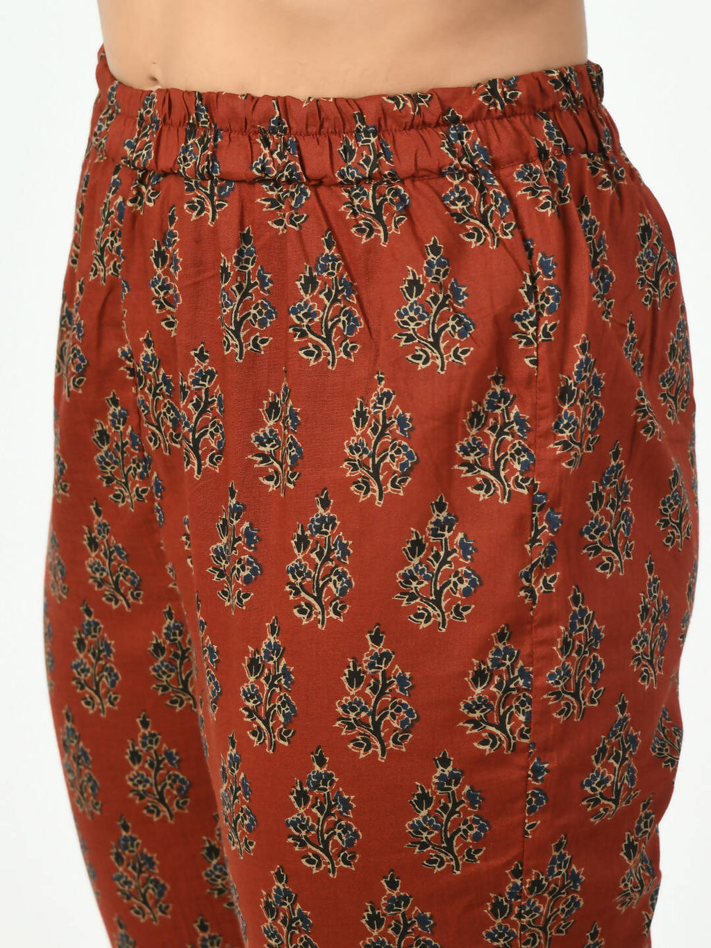 Myshka Women's Rust Printed Kurta With Trouser