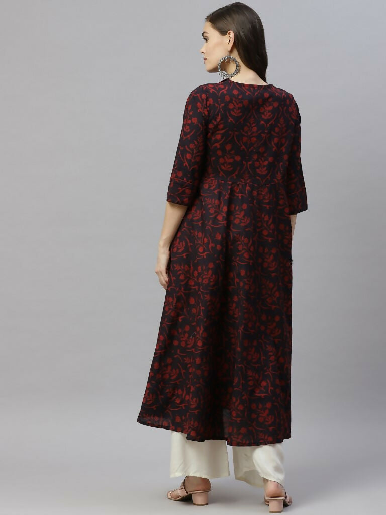 Miravan Women's Anarkalis Pure Cotton Floral Print Anarkali Kurta