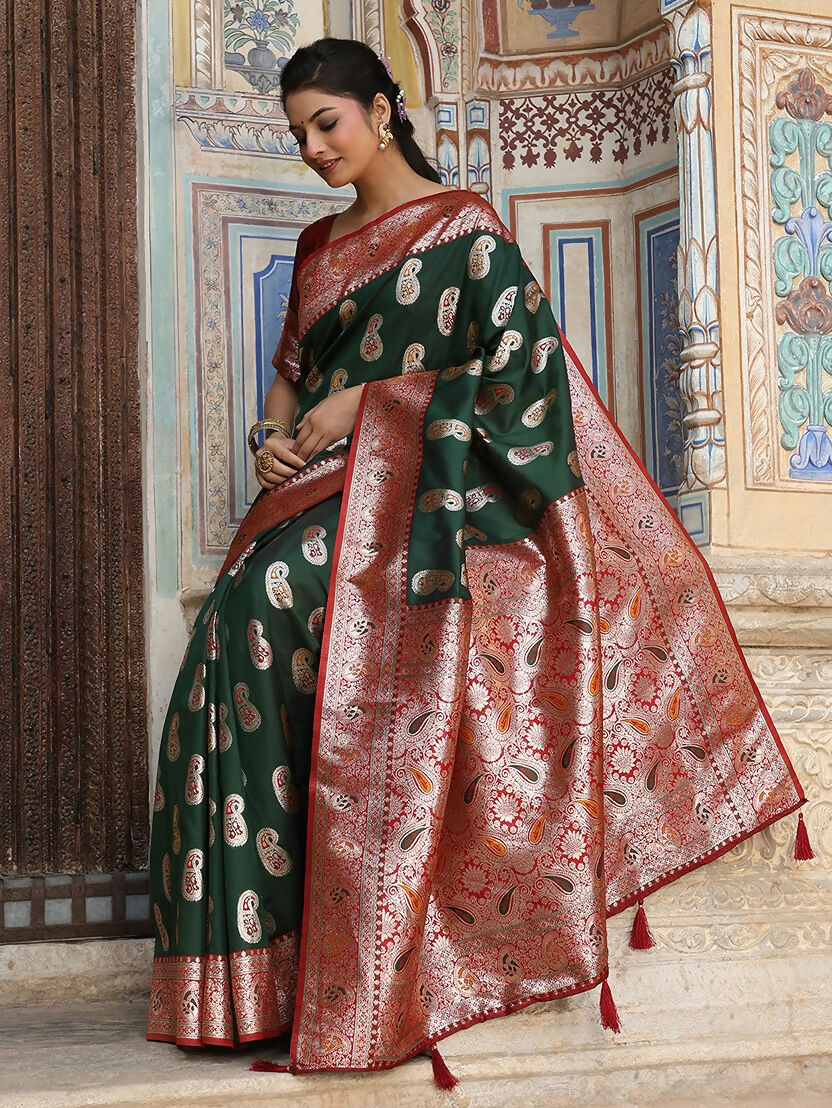 Shree Shyam Fashion Green Silk Saree - Distacart