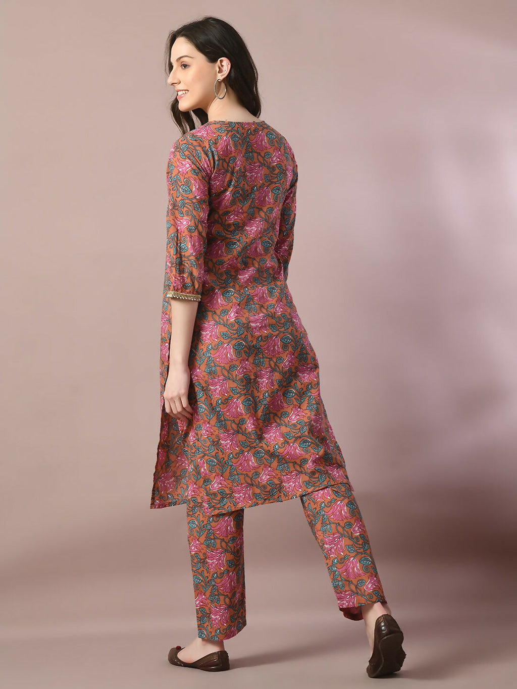 Myshka Women's Multi Printed Cotton Straight Party Kurta Set