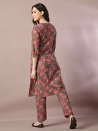 Myshka Women's Multi Printed Cotton Straight Party Kurta Set