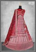 Red Velvet Thread With Diamond Work Lehenga Choli - Nimaya Tyohar