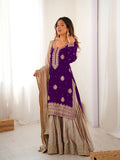 Lehenga Mart Designer Sharara Suit With Kurta, Sharara, Dupatta For Women-Purple - Distacart