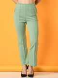Myshka Women's Green Flared Party Trouser