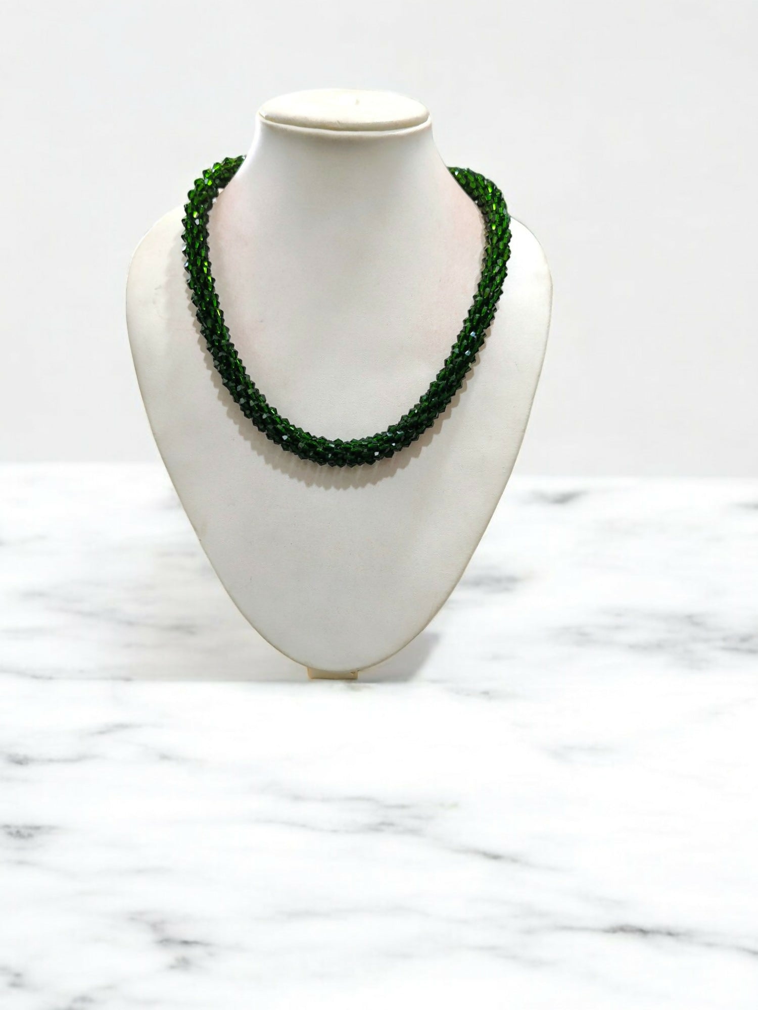 Inhanns Noor-E-Jalwa – Handmade Crystal Bead Necklace -Adjustable - Green Only Necklace