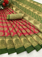 Vamika pink Printed Art Silk Saree
