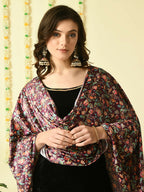 Myshka Women's Black Velvet Kurti & Sharara With Dupatta Party Sets
