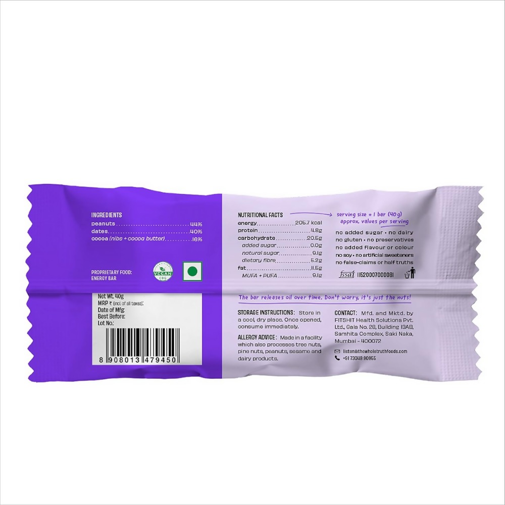 The Whole Truth Energy Bars - Peanut Choco Fudge - Distacart