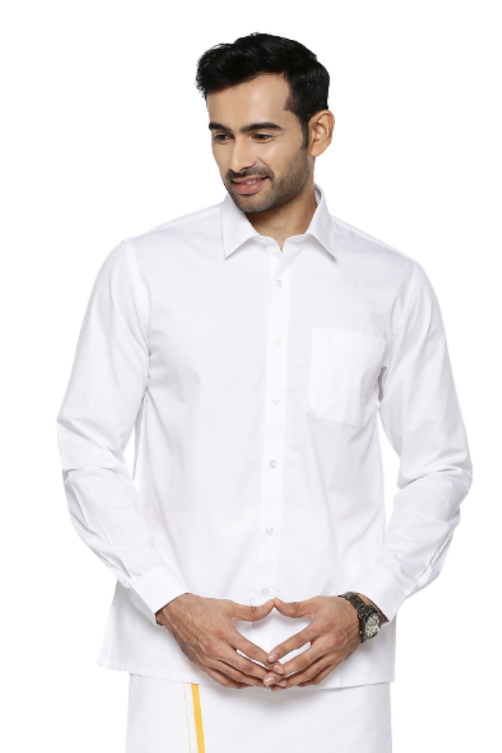 Ramraj Cotton Mens Full Sleeve White Shirt Plus Size - Classic Cotton