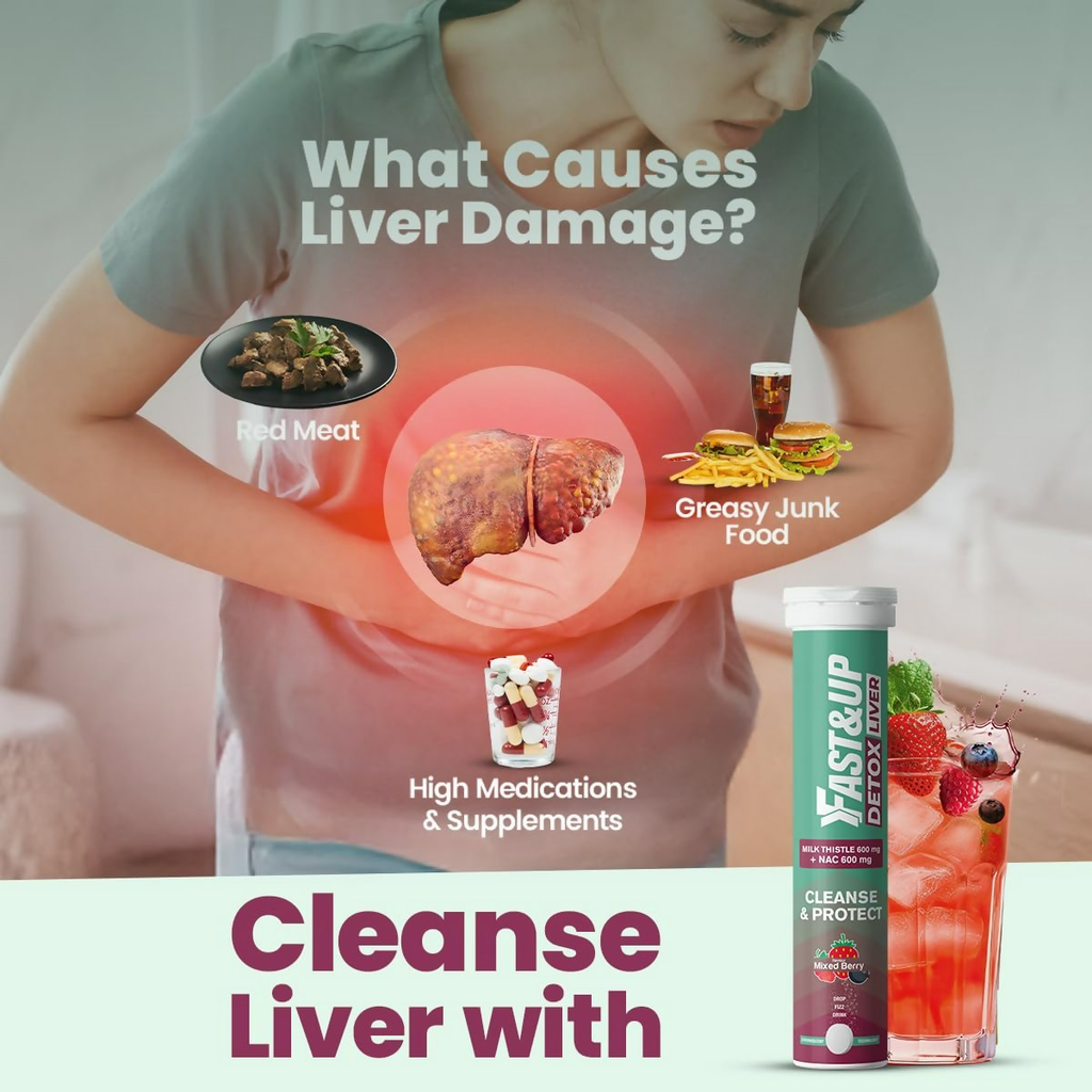 Fast&Up Liver Detox - Daily Liver Cleanser Drink Milk Thistle + NAC Tablets - Distacart