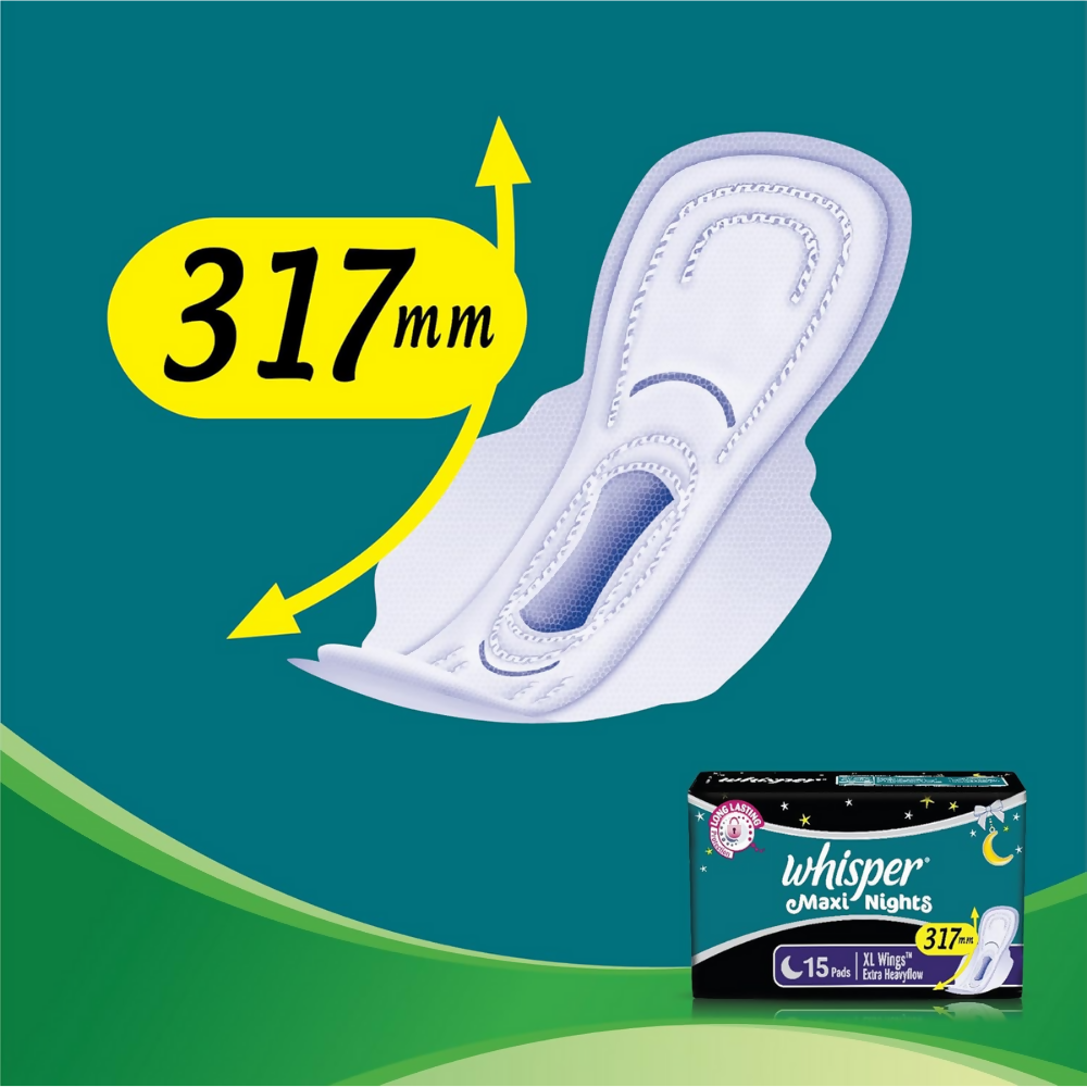 Whisper Maxi Nights Sanitary Pads for Women, XL