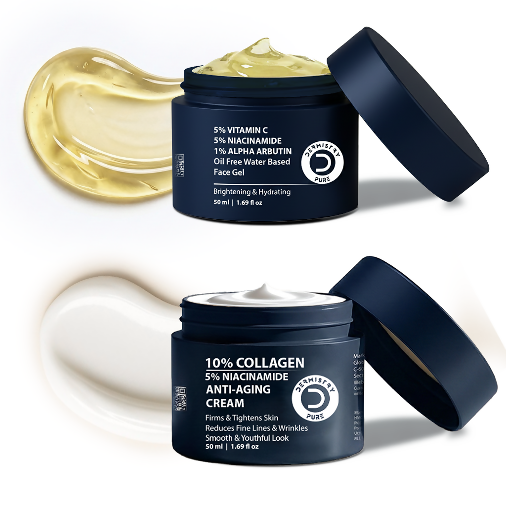Dermistry Collagen Anti Aging Skin Tightening Aging Wrinkles Cream & Vitamin C Niacinamide Day NightOil Free Water Based Face Gel - Distacart