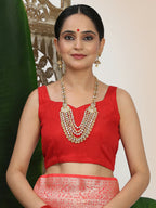 Shree Shyam Fashion Linen Cotton Red & White Saree - Distacart