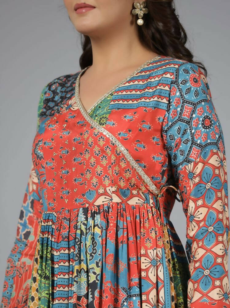 Juniper Women Red Muslin Printed Maxi Dress - Distacart