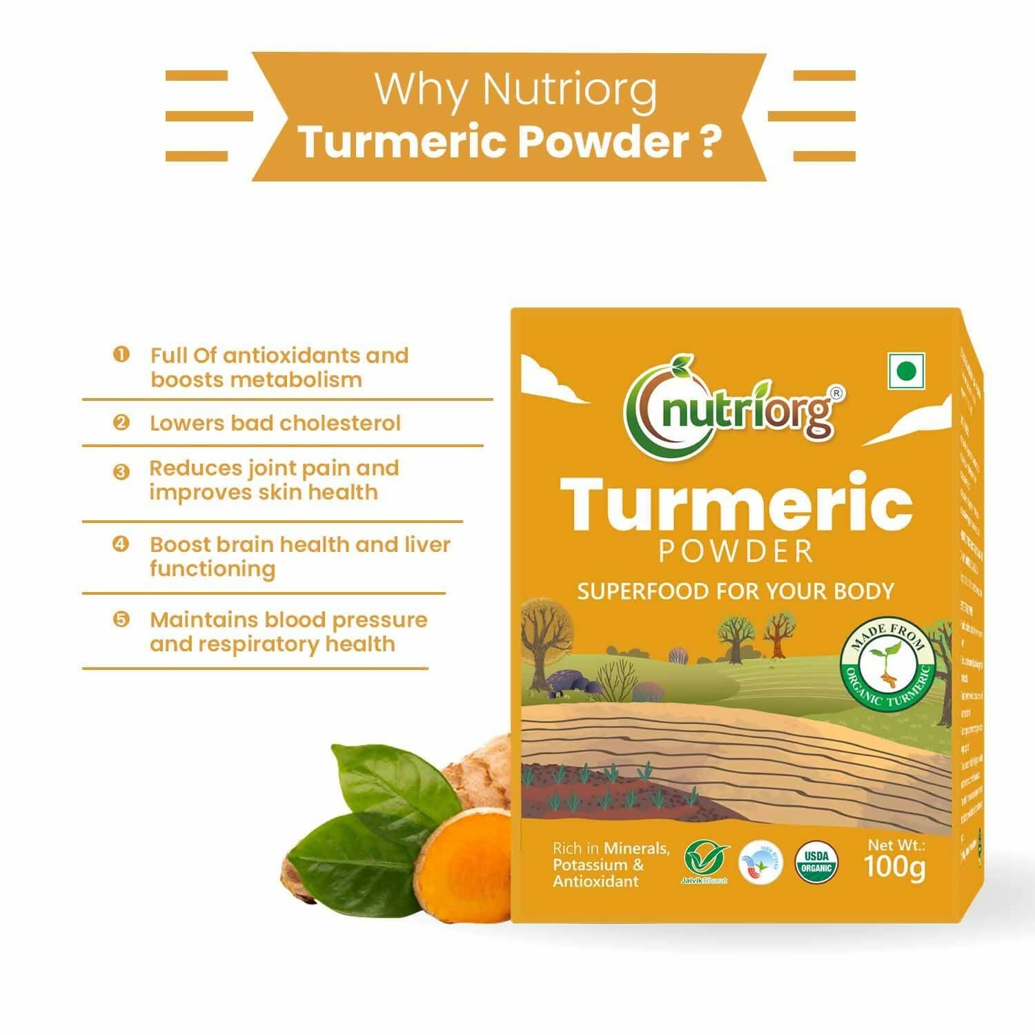 Nutriorg Certified Organic Turmeric Powder - Distacart