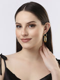 NVR Women Golden Linked Round Circle Attached Drop Earrings - Distacart