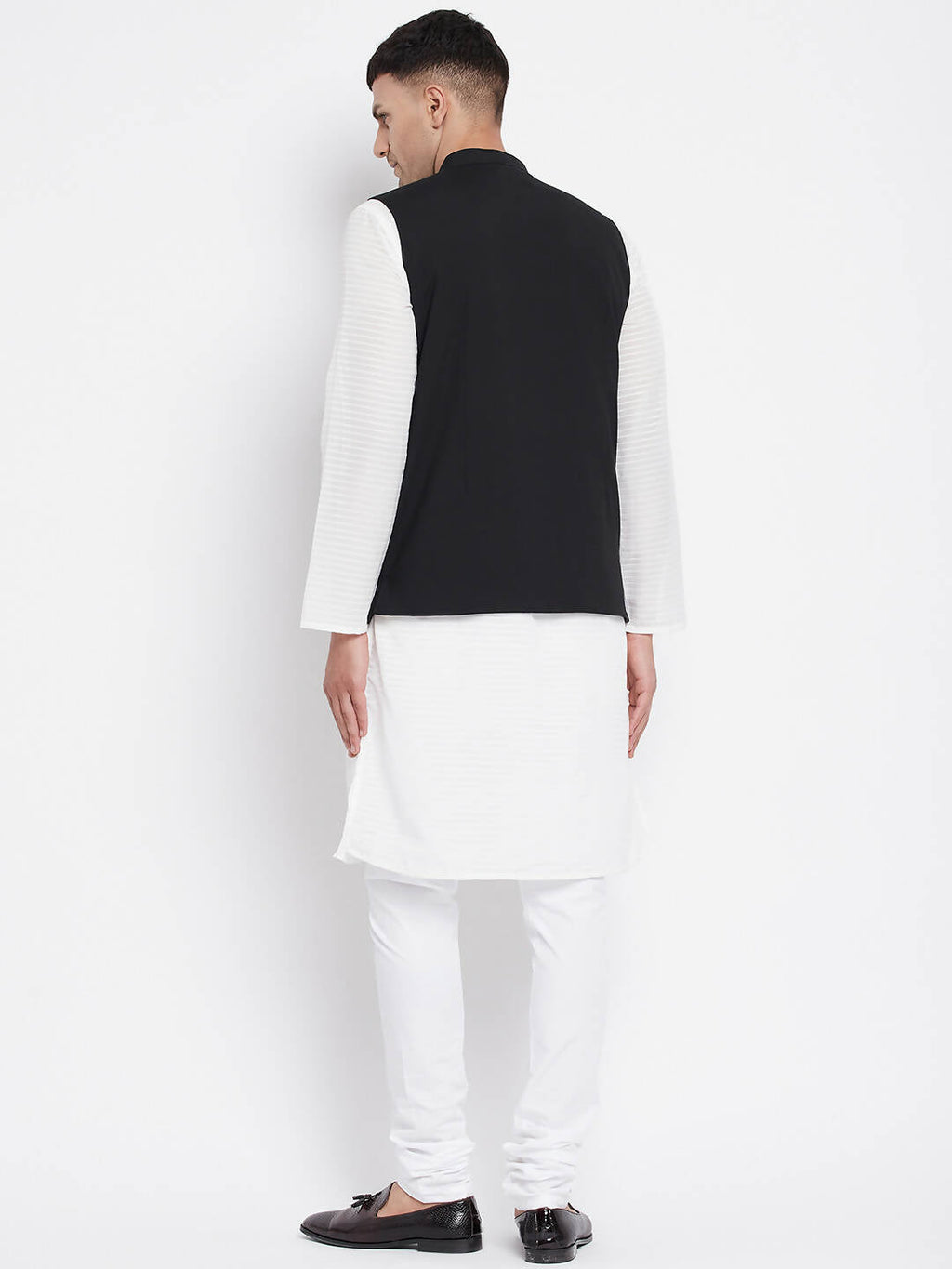 Even Apparels Black Pure Cotton White Kurta Sets With Eid Insignia Jackets PW668 - Distacart
