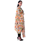 SWI Stylish Women's Embroidered Phulkari Chiffon White Dupatta
