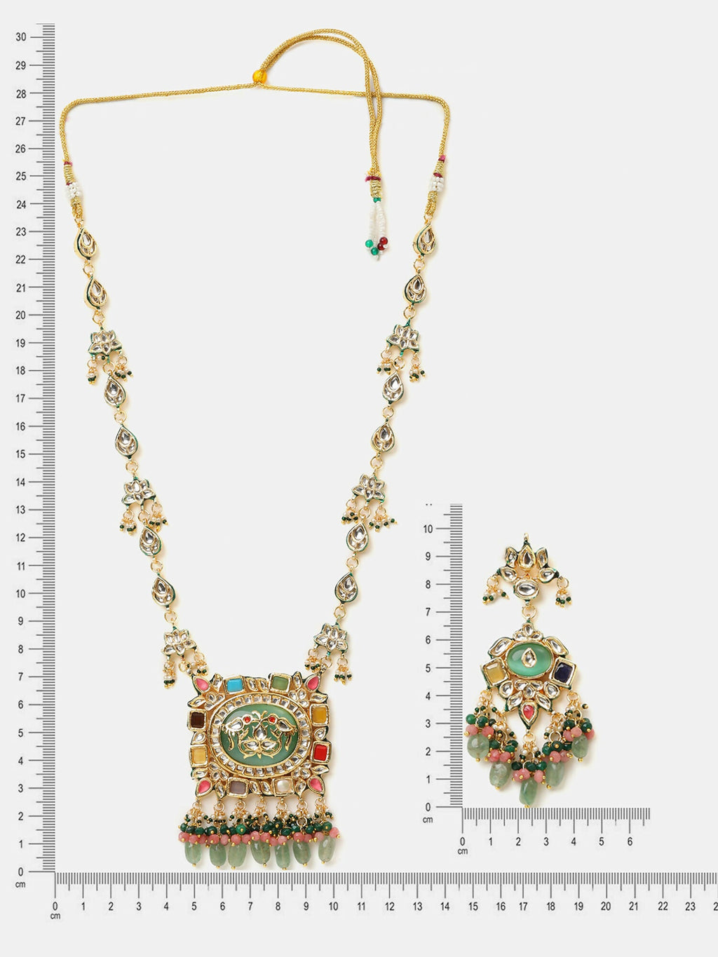 Ruby Raang Kundan Haar With Matching Earrings